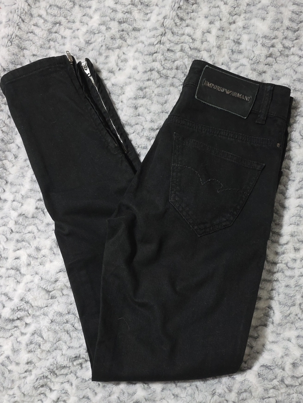 Emporio Armani Women's Skinny Black Jeans with Ankle Zips